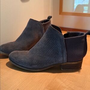 Toms Gray Perforated Ankle Booties